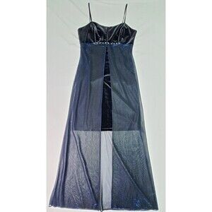 Blondie Nites by Jaslene Vtg BlkBl Velvet Sheer Dress Prom Fairy Whimsy HOCO 5/6